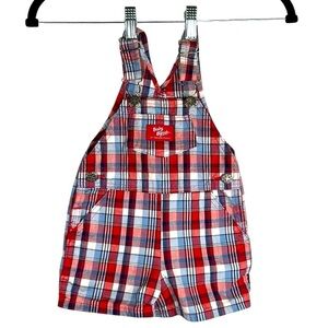 Baby B'gosh Plaid Red White & Blue Overall Shorts Size 18 Months